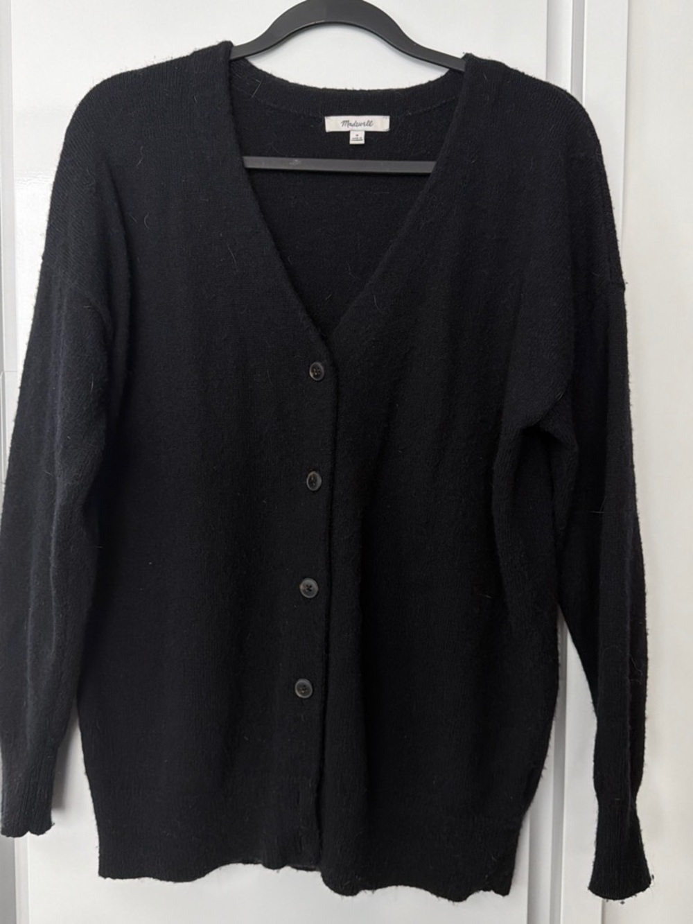 Madewell Black V-Neck Button-Front Cardigan Sweater